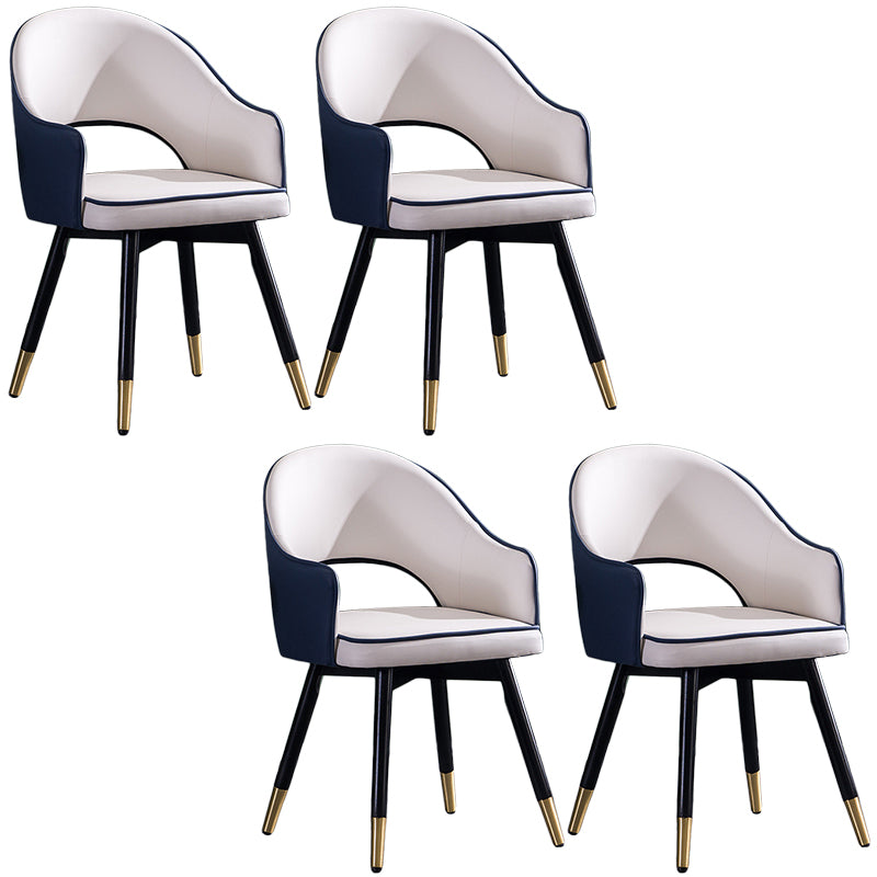 Glam PU Leather Dining Chairs Open Back Dining Side Furniture in Matte Finish