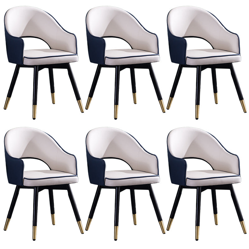 Glam PU Leather Dining Chairs Open Back Dining Side Furniture in Matte Finish