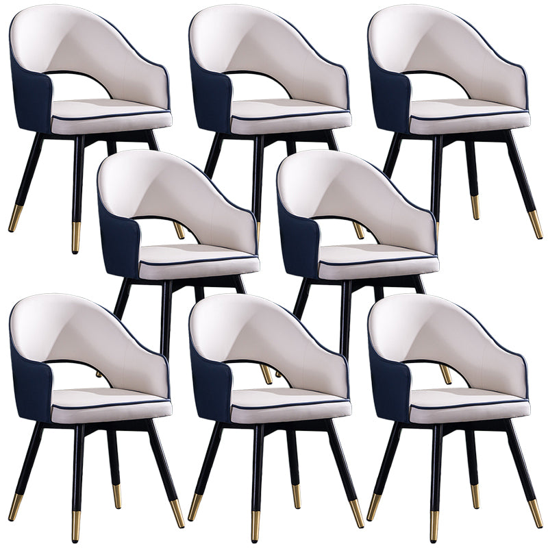 Glam PU Leather Dining Chairs Open Back Dining Side Furniture in Matte Finish