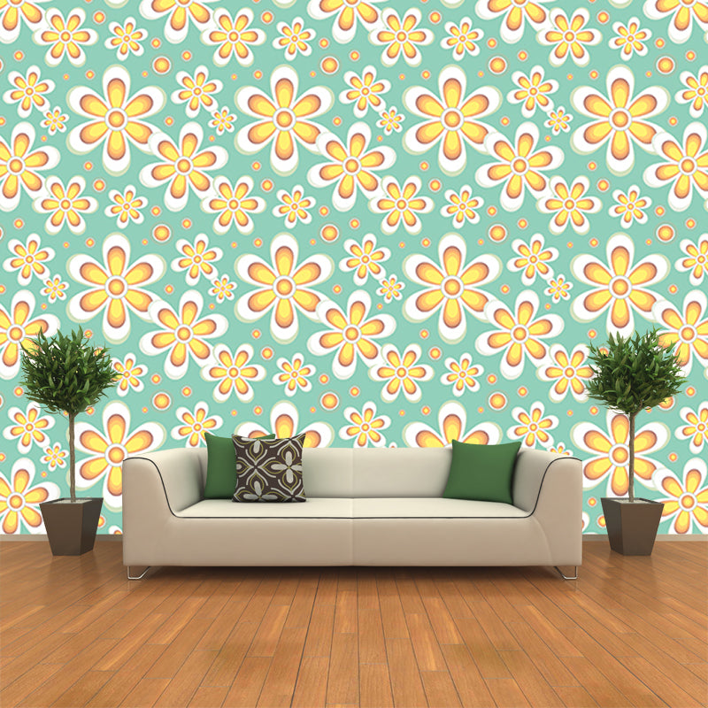 Eco-friendly Wall Mural Wallpaper Plant Illustration Sitting Room Wall Mural