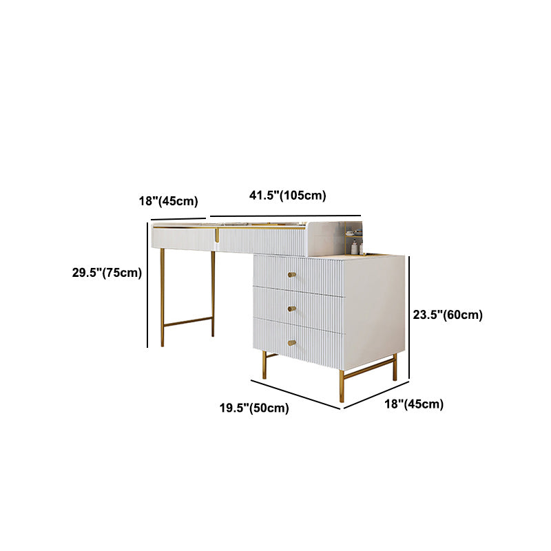 Modern 29.5" Height White Wood Makeup Vanity Set with Drawers