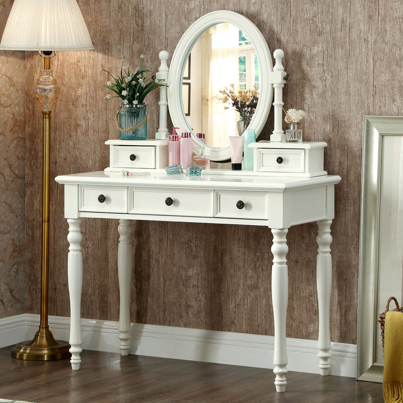 55.1"height Brown/ White Wood Makeup Vanity with Drawers and Mirror