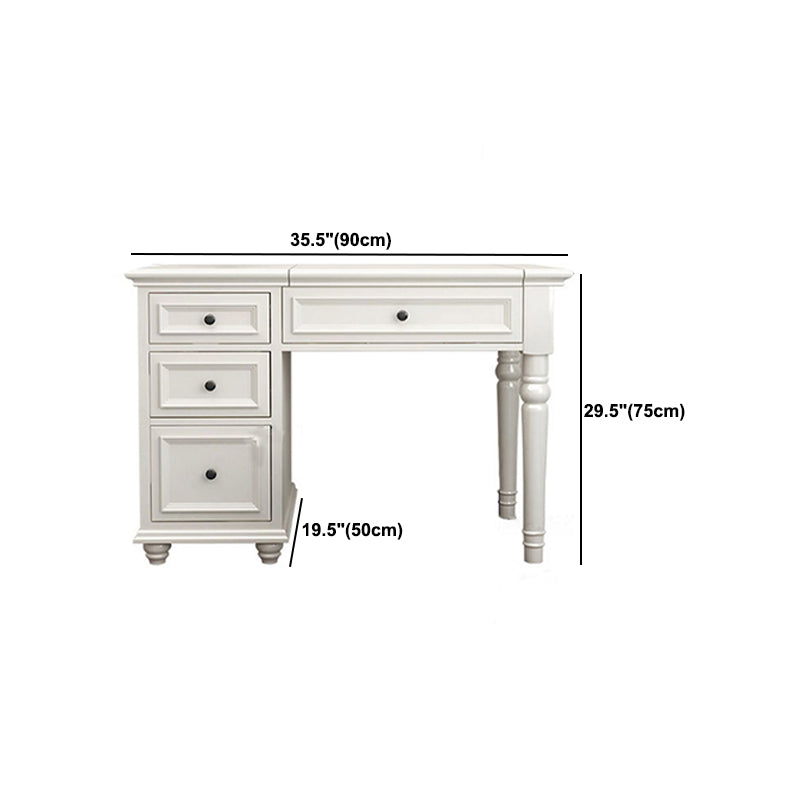 29.5"height Wood Flip-Top Makeup Vanity with Drawers and Mirror, White