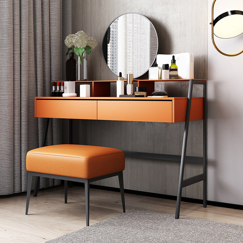 Modern 34.6" Height 2 Drawers Mirrored Makeup Table Desk Vanity