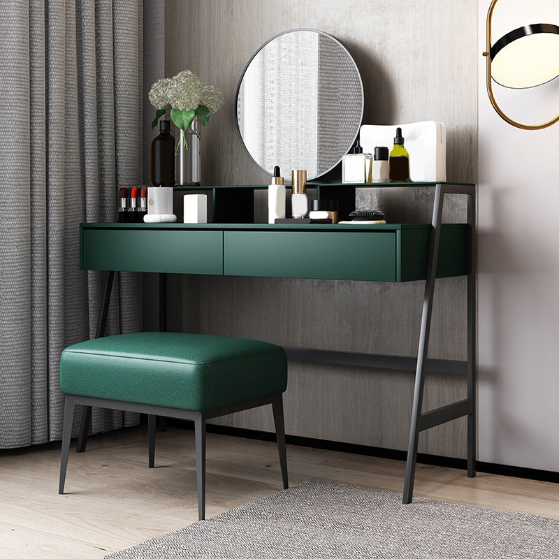 Modern 34.6" Height 2 Drawers Mirrored Makeup Table Desk Vanity