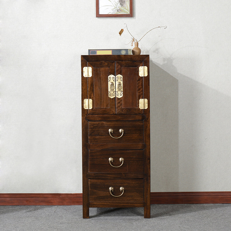 16" W Traditional Style Storage Chest Vertical Wood Combo Dresser with Drawers and Doors