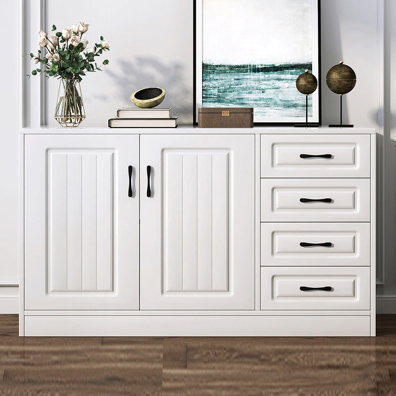 White Storage Chest Modern Style Wooden Storage Chest Dresser with Drawers and Doors