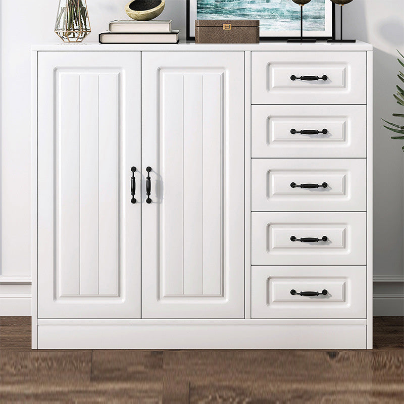White Storage Chest Modern Style Wooden Storage Chest Dresser with Drawers and Doors