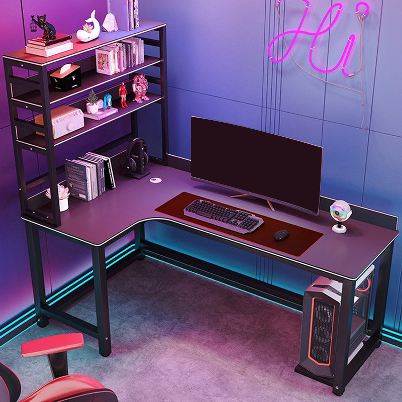 Corner Computer Desk Esports Style Black Metal Legs with Bookshelves