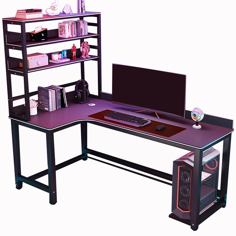 Corner Computer Desk Esports Style Black Metal Legs with Bookshelves