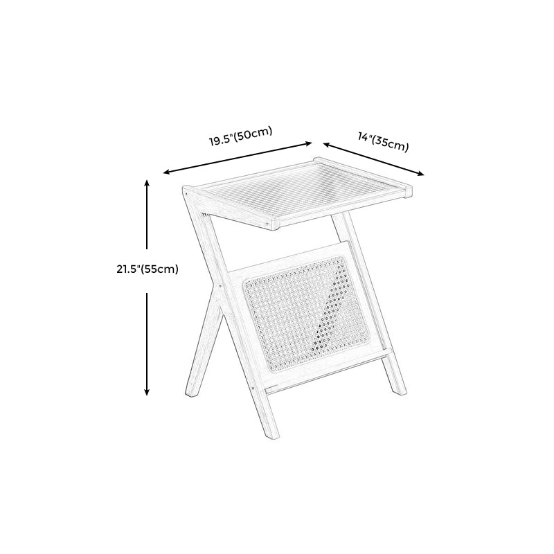 4 Legs Base Design Wooden/brown Bamboo Cane Base Glass Table Top Side Table