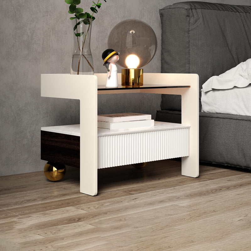 18.89" Tall 1 - Drawer Nightstand Modern Glass Nightstand with Open Storage