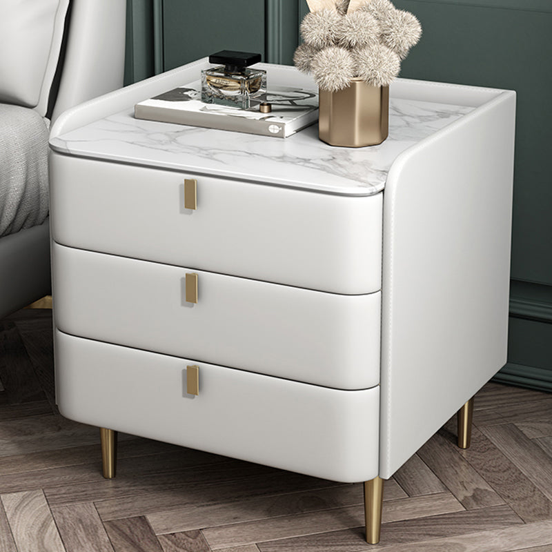 Wooden Nightstand with 3 Drawers Contemporary 25" Tall Nightstand