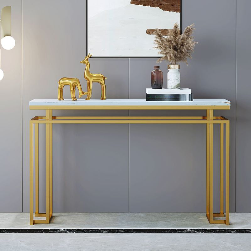 Glam Rectangle Marble/metal Scratch Resistant Console Table for Hall