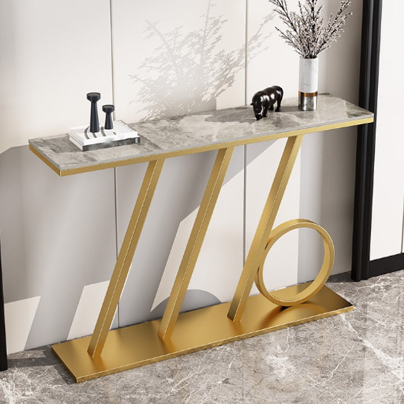 Scratch Resistant Glam Marble/metal Rectangle Console Table for Hall