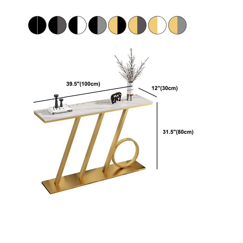 Scratch Resistant Glam Marble/metal Rectangle Console Table for Hall