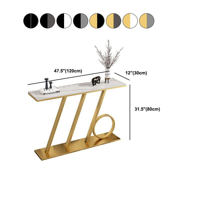 Scratch Resistant Glam Marble/metal Rectangle Console Table for Hall