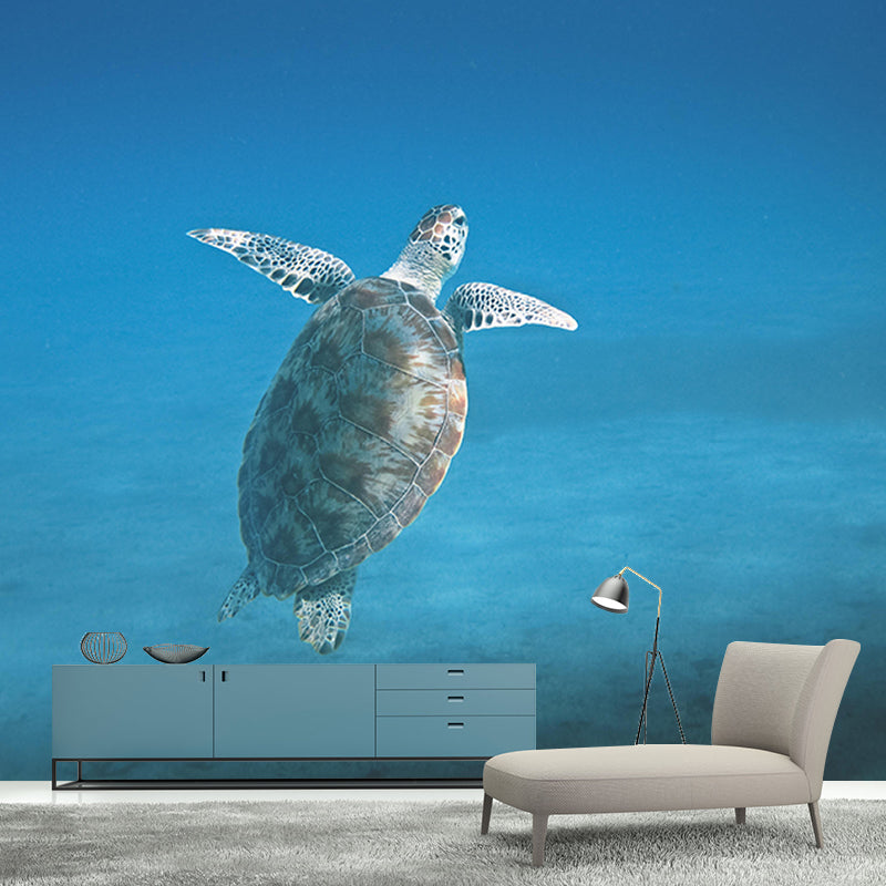 Vintage Wall Mural Sea Turtle Patterned Sitting Room Wall Mural