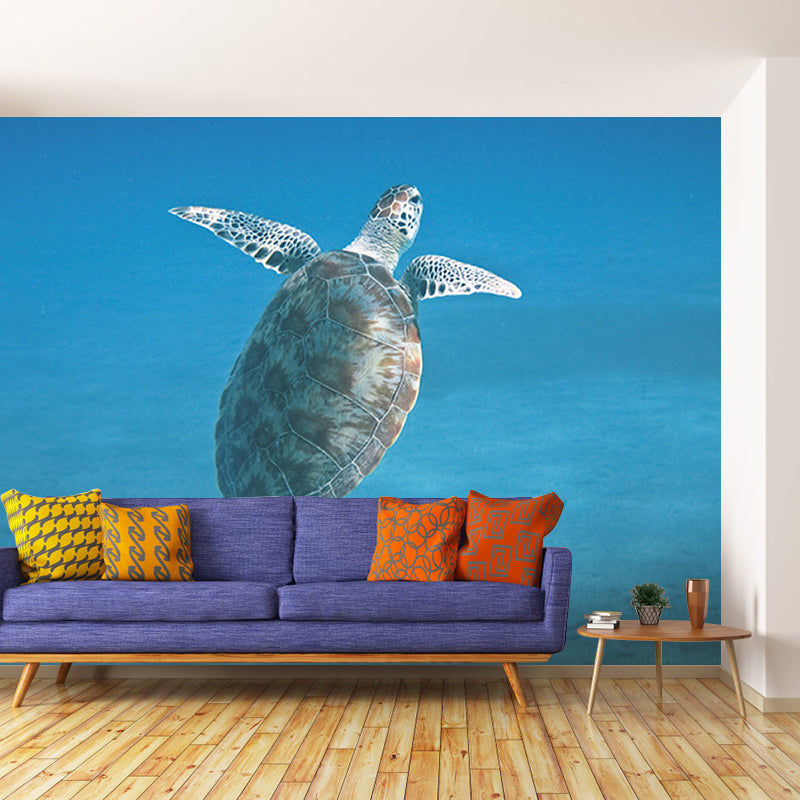 Vintage Wall Mural Sea Turtle Patterned Sitting Room Wall Mural