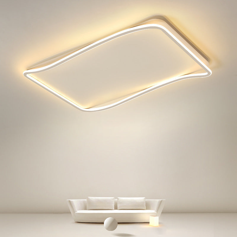 Modern Style Geometry Shape Ceiling Light Metal 1 Light Ceiling Lamp in White