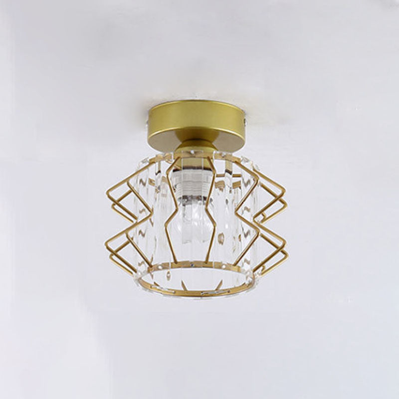 Metal Geometric Ceiling Light in Modern Luxury Style Crystal 1-Light Ceiling Fixture