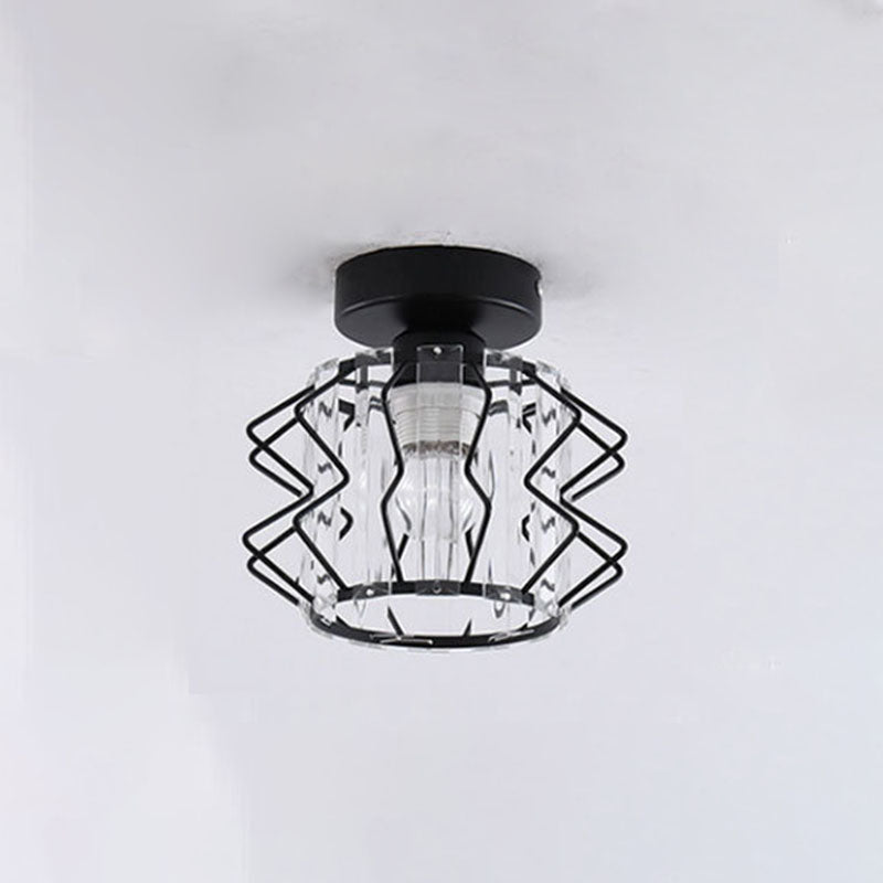 Metal Geometric Ceiling Light in Modern Luxury Style Crystal 1-Light Ceiling Fixture