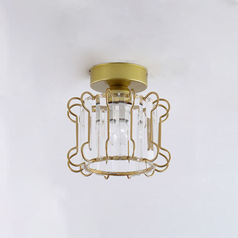 Metal Geometric Ceiling Light in Modern Luxury Style Crystal 1-Light Ceiling Fixture