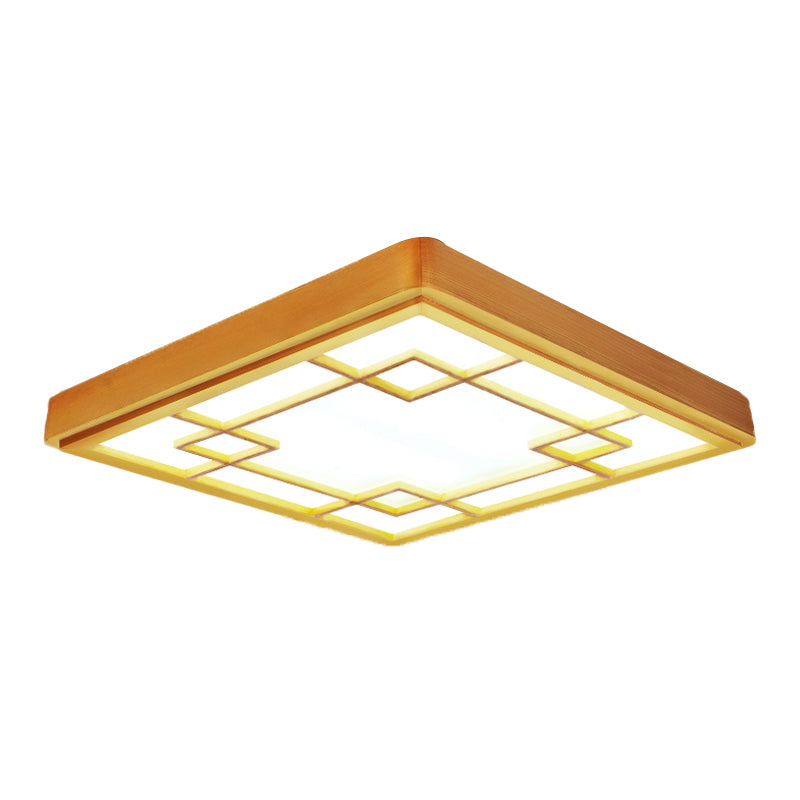 Wood Flush Mount Lighting Minimalism Square Ceiling Light Fixture for Living Room