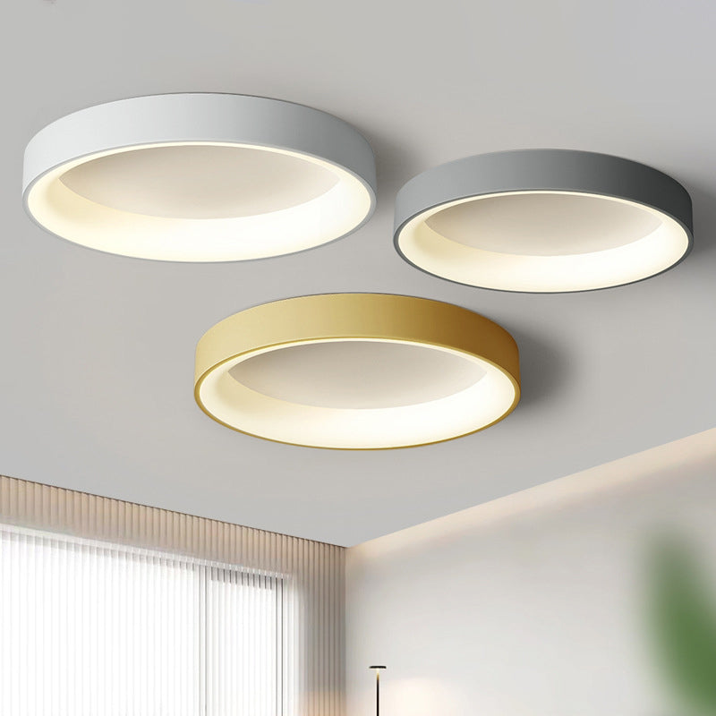 Nordic Style Round Ceiling Light Metal LED Flush Mount Light in Multicolor for Bedroom