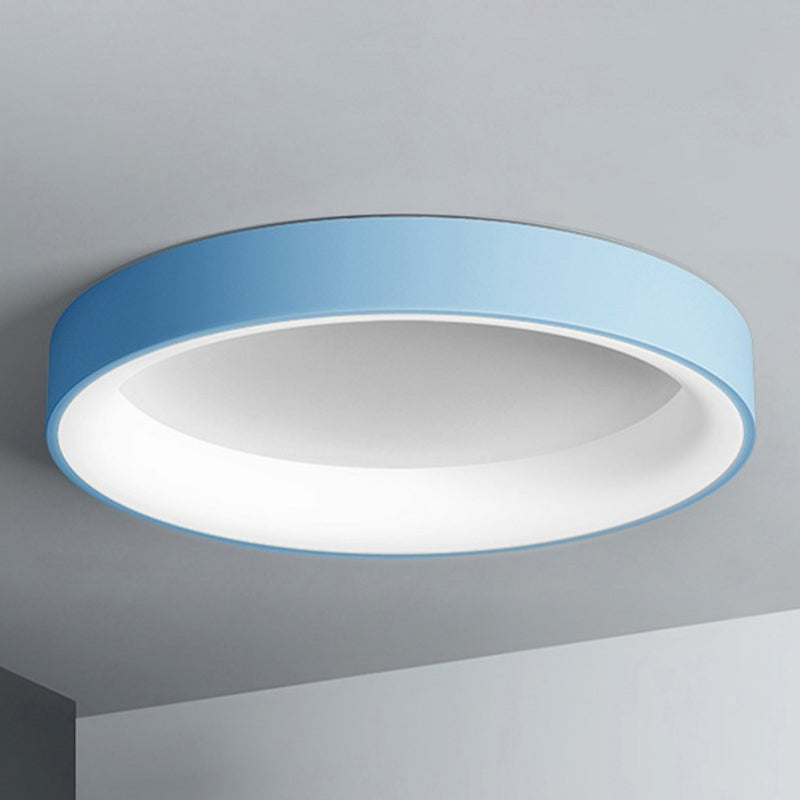 Nordic Style Round Ceiling Light Metal LED Flush Mount Light in Multicolor for Bedroom