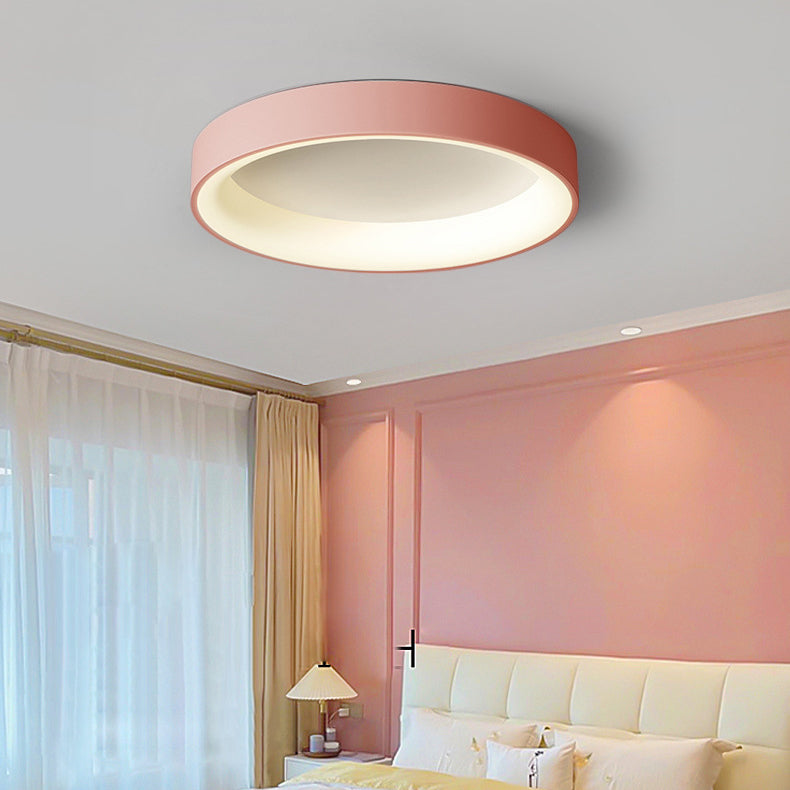 Nordic Style Round Ceiling Light Metal LED Flush Mount Light in Multicolor for Bedroom