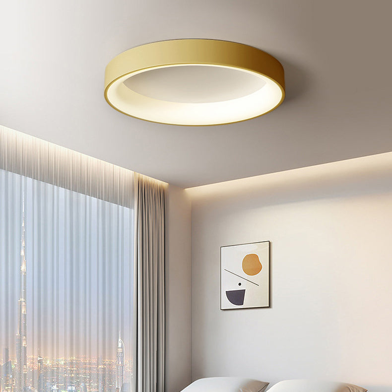 Nordic Style Round Ceiling Light Metal LED Flush Mount Light in Multicolor for Bedroom