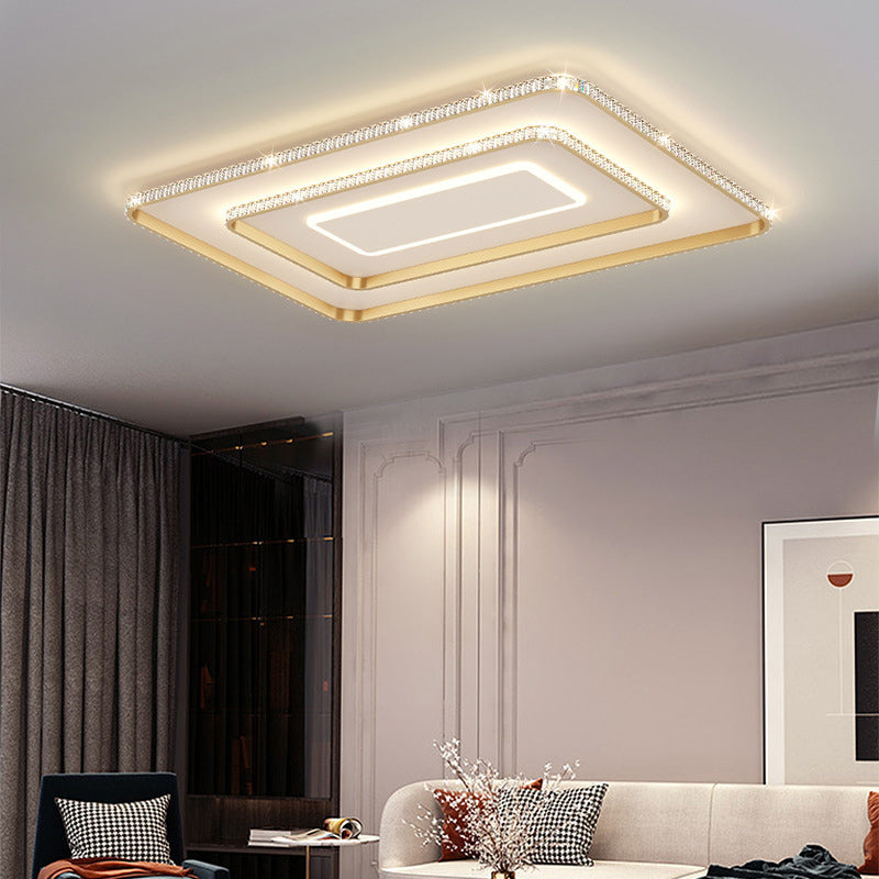 Contemporary Ceiling Light 3-Light LED Flush Mount Light with Crystal for Living Room