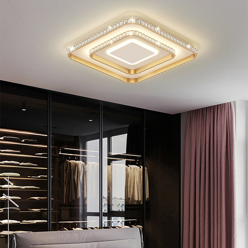 Contemporary Ceiling Light 3-Light LED Flush Mount Light with Crystal for Living Room