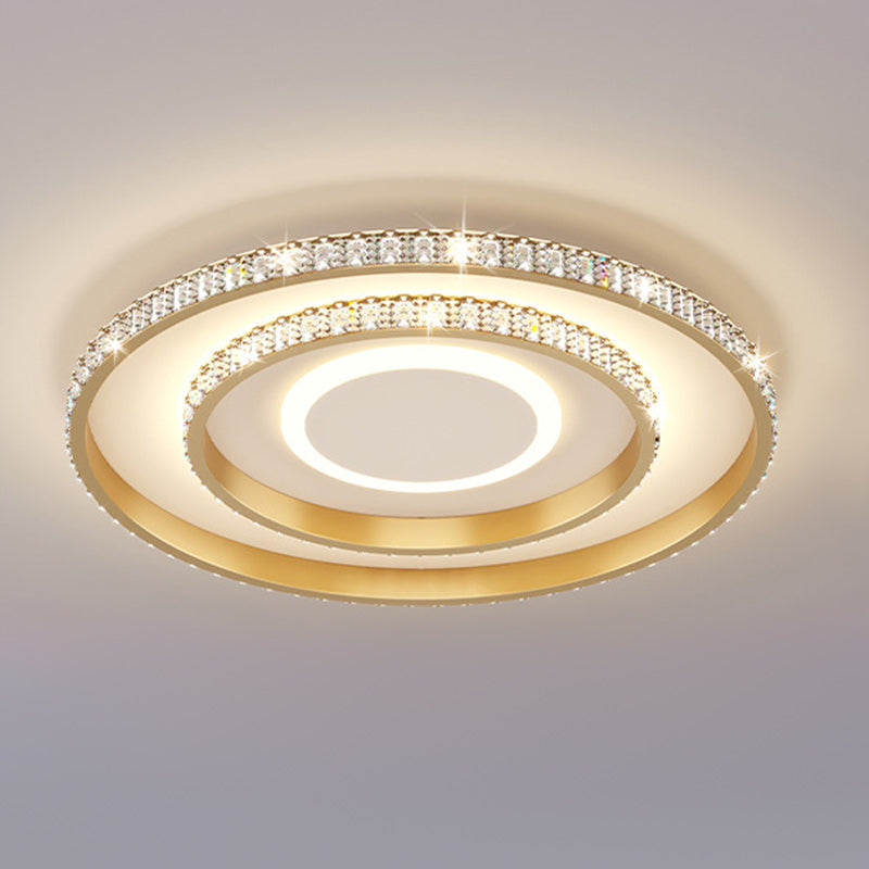 Contemporary Ceiling Light 3-Light LED Flush Mount Light with Crystal for Living Room