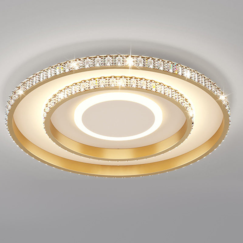 Contemporary Ceiling Light 3-Light LED Flush Mount Light with Crystal for Living Room