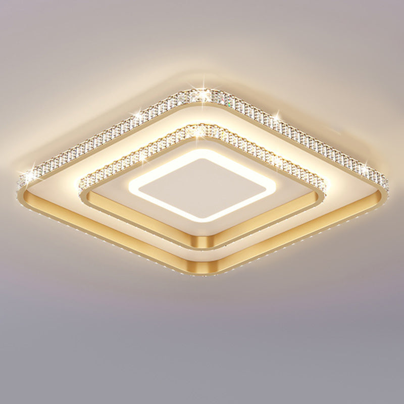 Contemporary Ceiling Light 3-Light LED Flush Mount Light with Crystal for Living Room