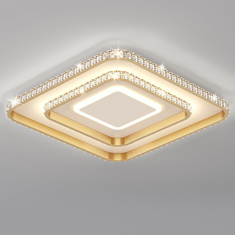 Contemporary Ceiling Light 3-Light LED Flush Mount Light with Crystal for Living Room