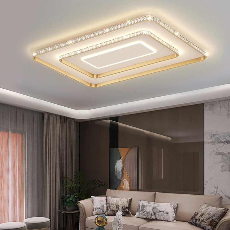 Contemporary Ceiling Light 3-Light LED Flush Mount Light with Crystal for Living Room