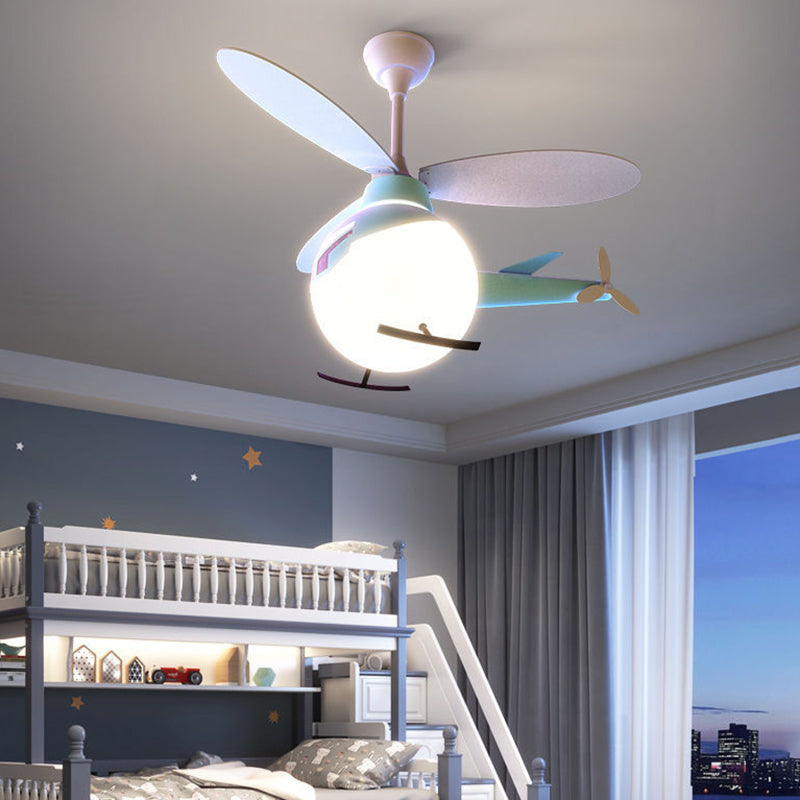 Cartoon Style Ceiling Fan Lamp 6th Gears Adjustment Ceiling Fan Light for Children Room