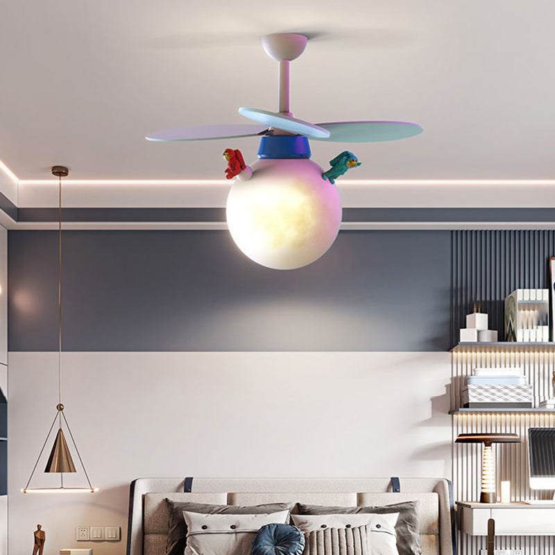 Cartoon Style Ceiling Fan Lamp 6th Gears Adjustment Ceiling Fan Light for Children Room