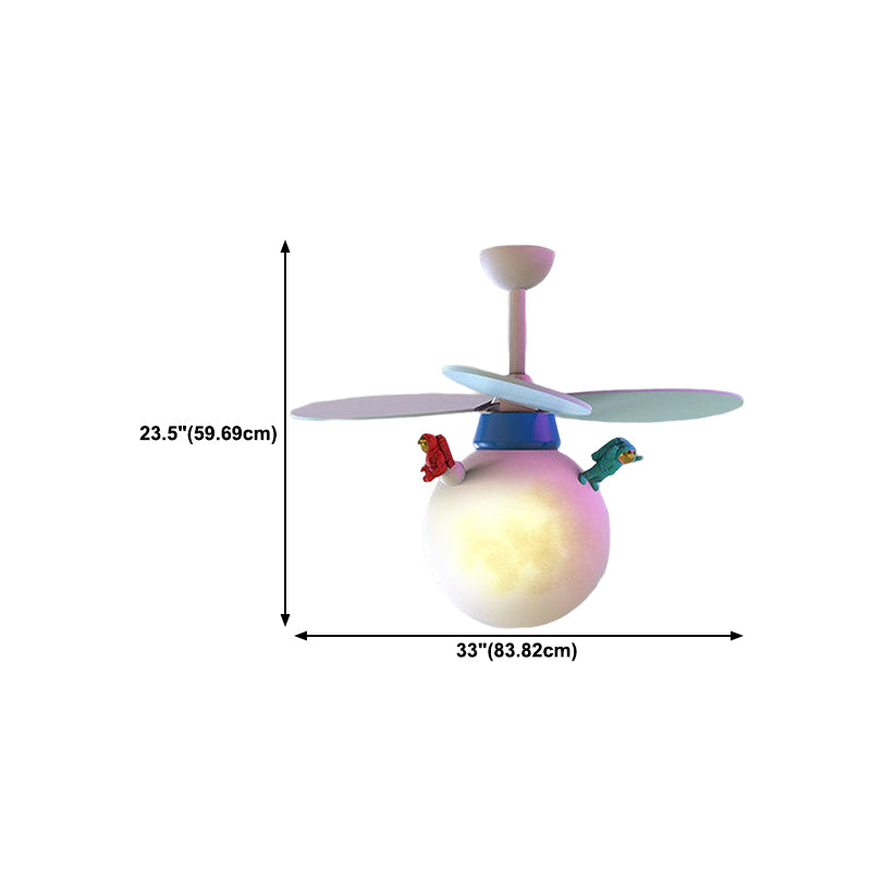 Cartoon Style Ceiling Fan Lamp 6th Gears Adjustment Ceiling Fan Light for Children Room