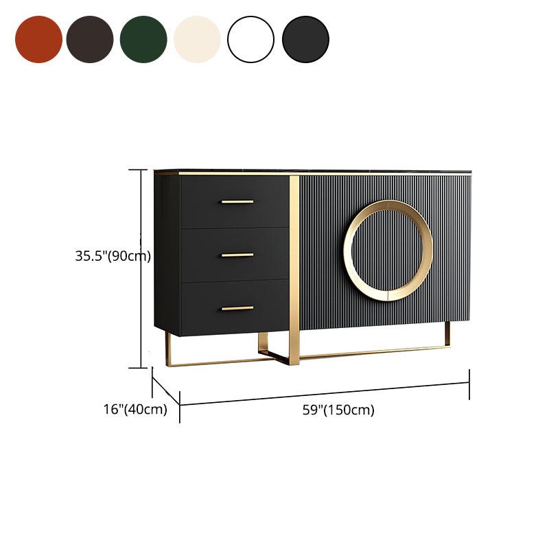 35.43"H Sideboard Glam Style Dining Server with 3 Drawers for Living Room Kitchen