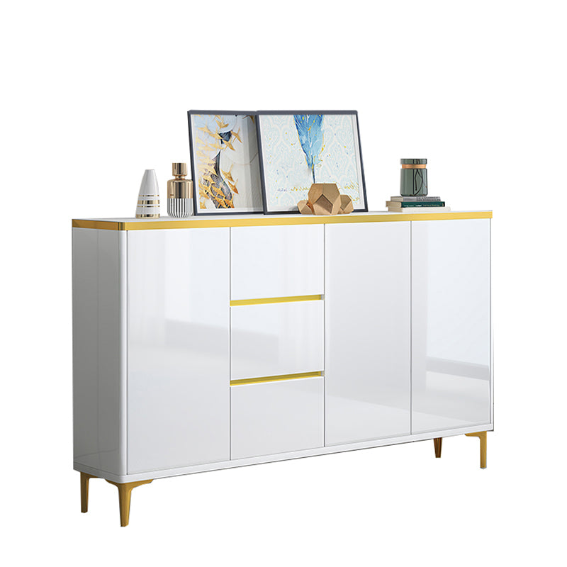 Contemporary White Dining Server Manufactured Wood Adjustable Shelving Server