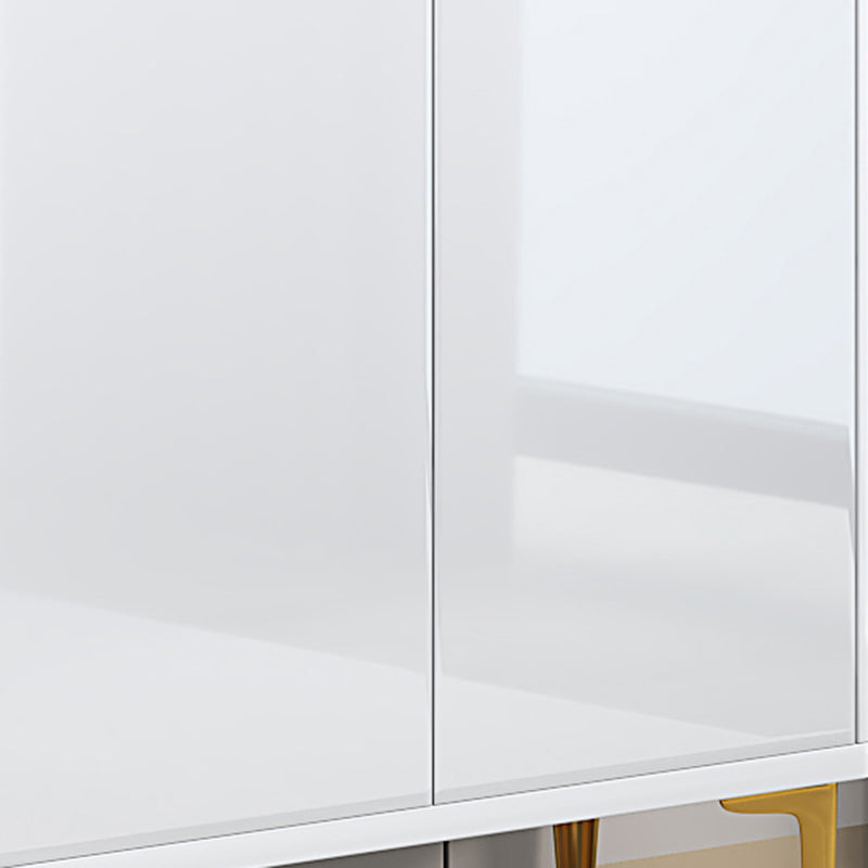 Contemporary White Dining Server Manufactured Wood Adjustable Shelving Server