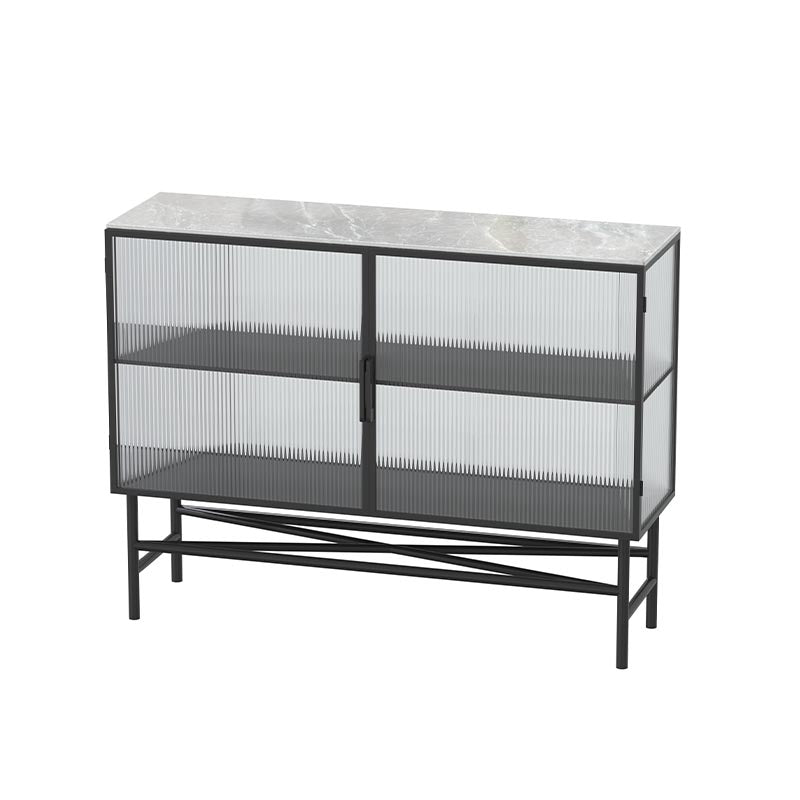 Luxury Storage Sintered Stone Sideboard Glass Doors Sideboard