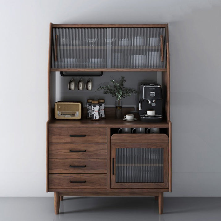 Contemporary Wood Sideboard 5 Drawer and Doors Cupboard for Living Room