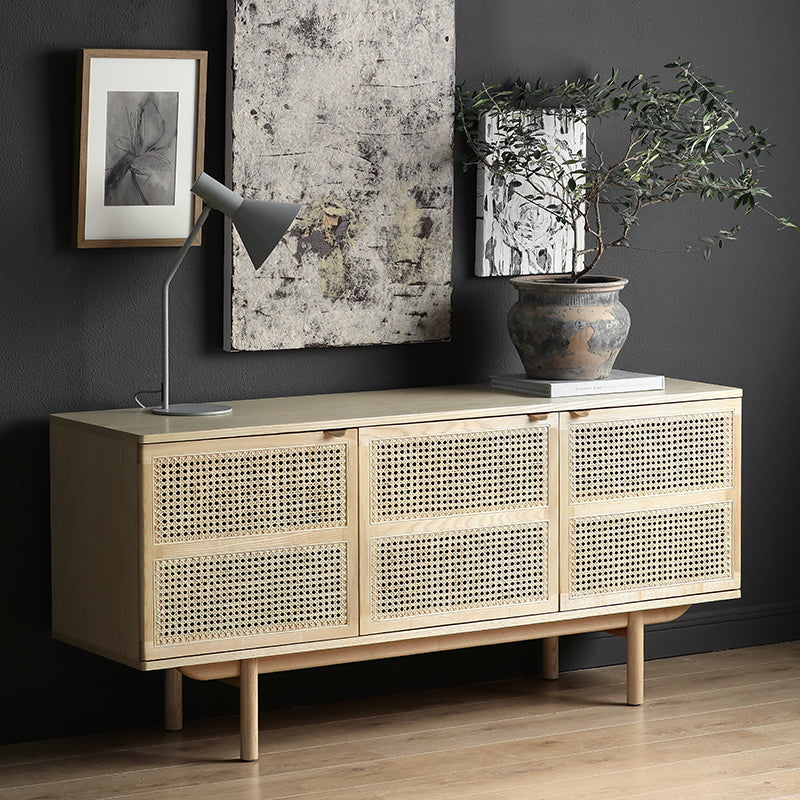 Pine Wood Living Room Sideboard Cabinet Modern Server Cabinet with Storage