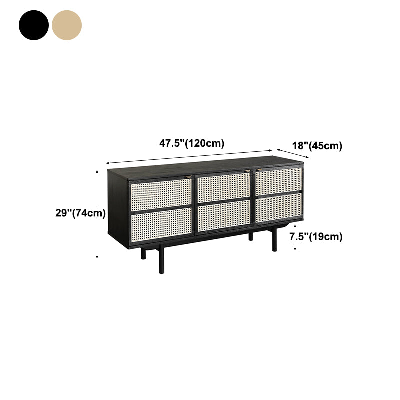 Pine Wood Living Room Sideboard Cabinet Modern Server Cabinet with Storage