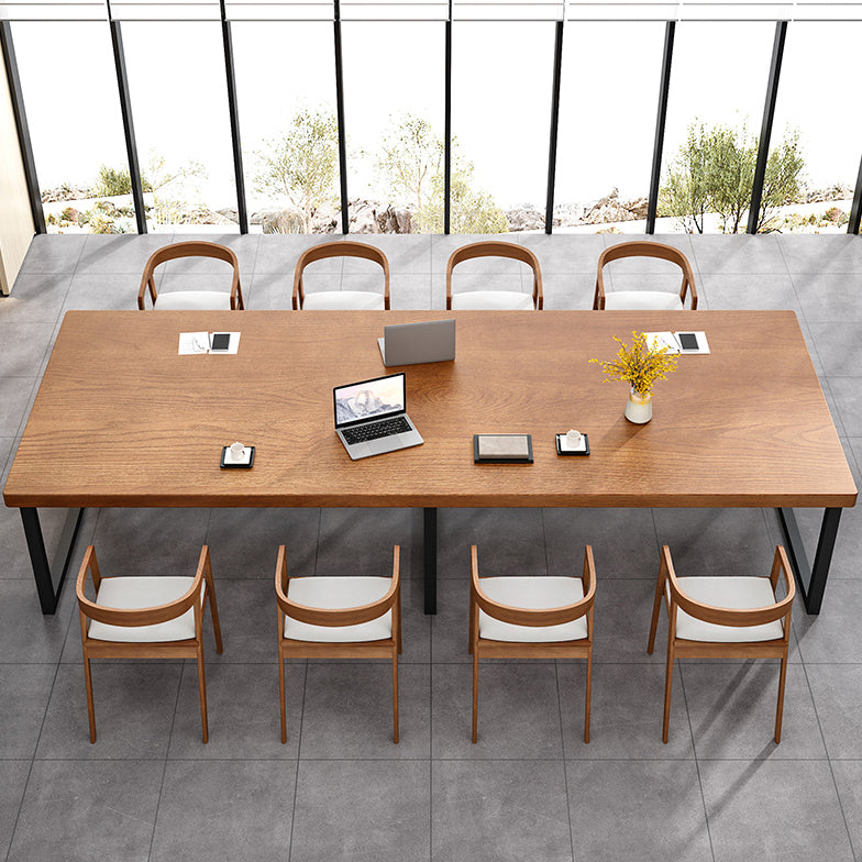 Rectangle Office Table Industrial Wood Color Fixed Table of Solid Wood